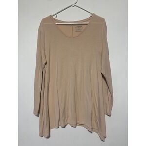 Chicco's Womens Size 3 Peach Long Sleeve The Ultimate Tee Shirt Wear